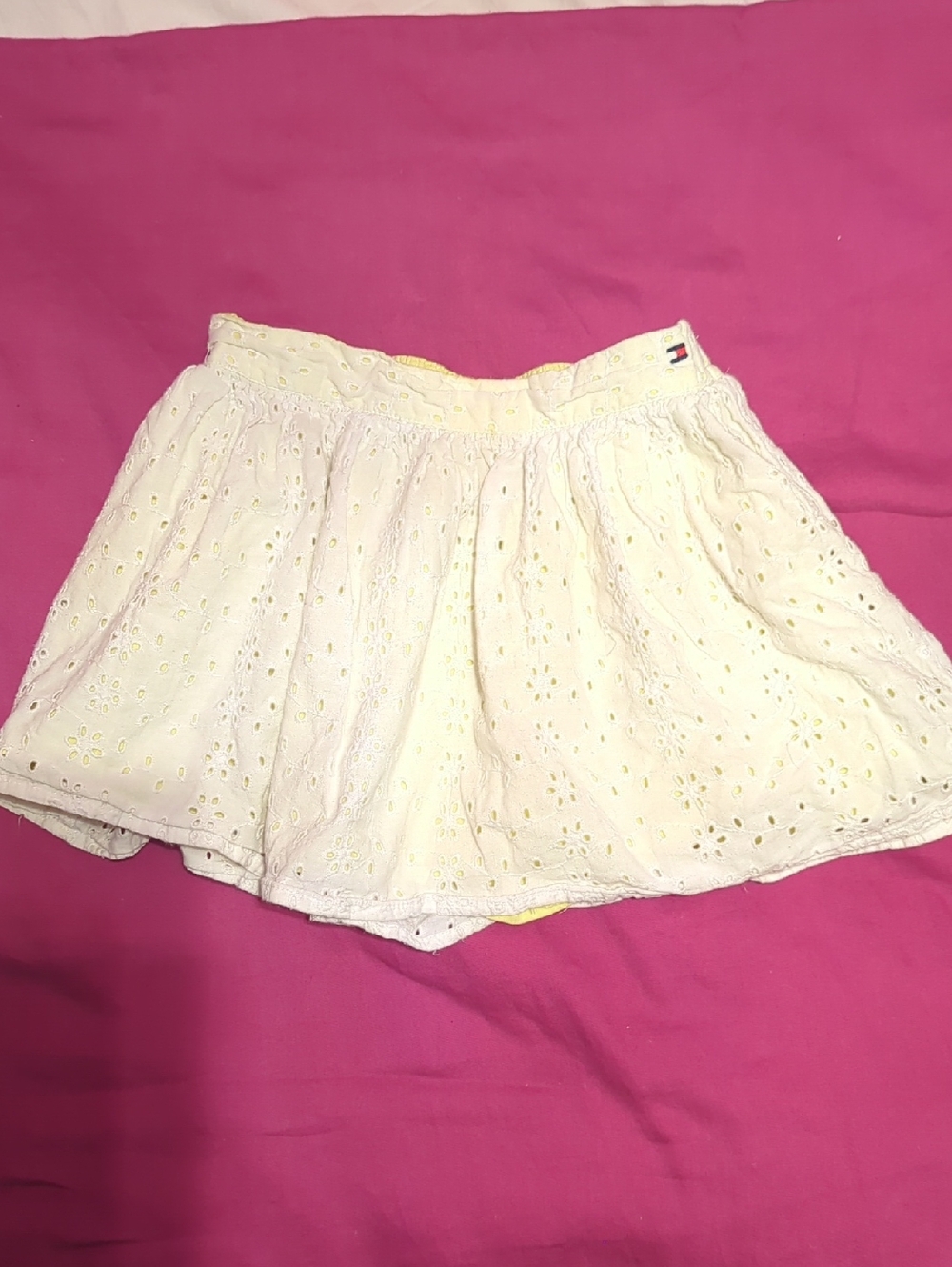 Tommy Hilfiger White Eyelet Skirt with Pale Yellow Lining